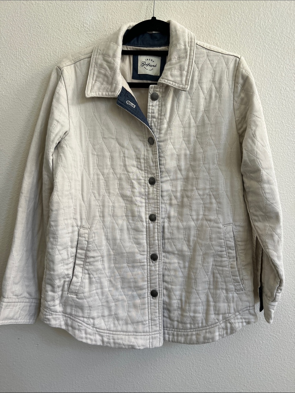 JACHS GIRLFRIEND Quilted Snap-Front Chore Jacket Off-White Women's Size S